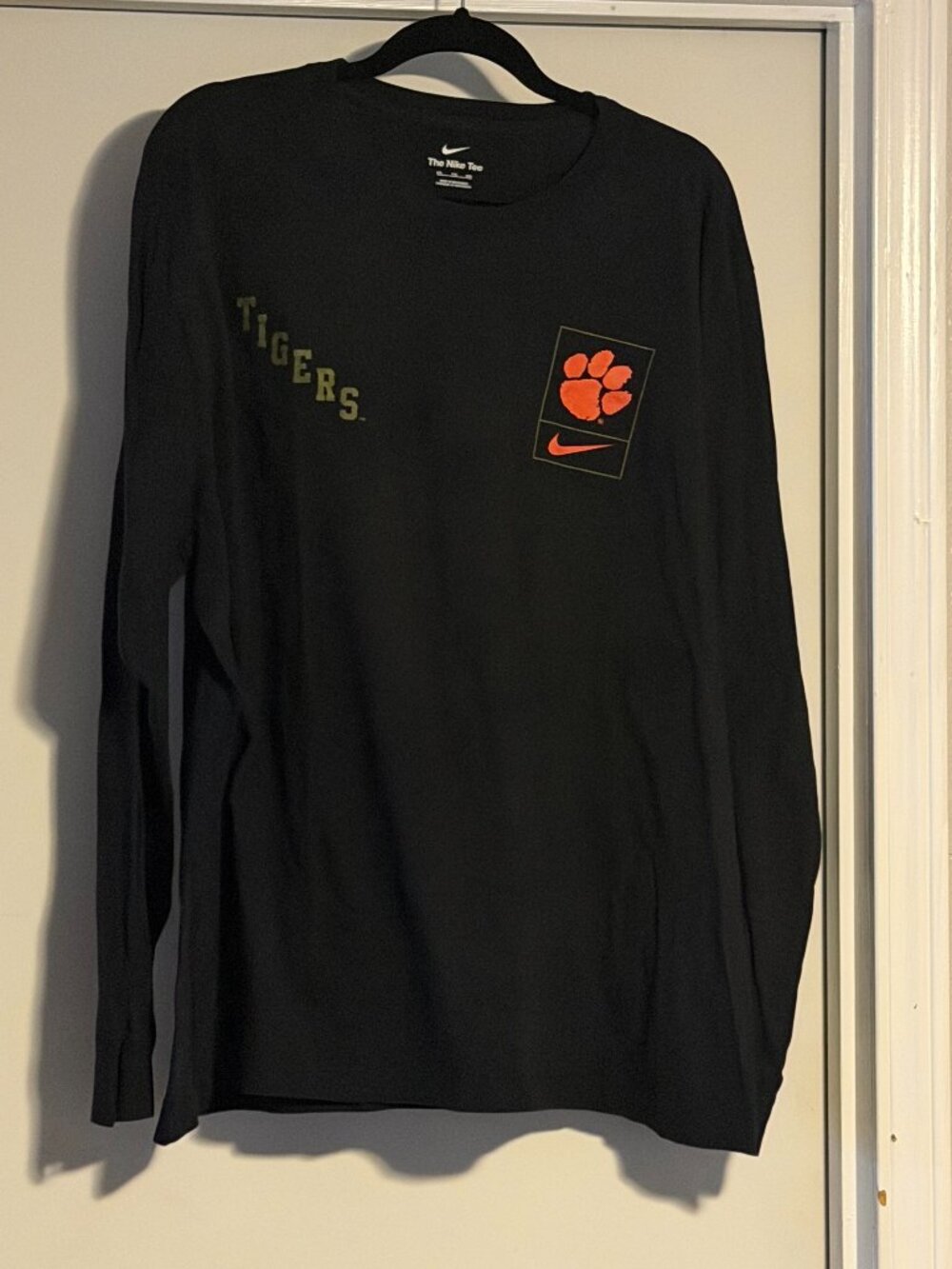 Nike Clemson Tigers Long Sleeve T-Shirt Black Orange Paw Logo